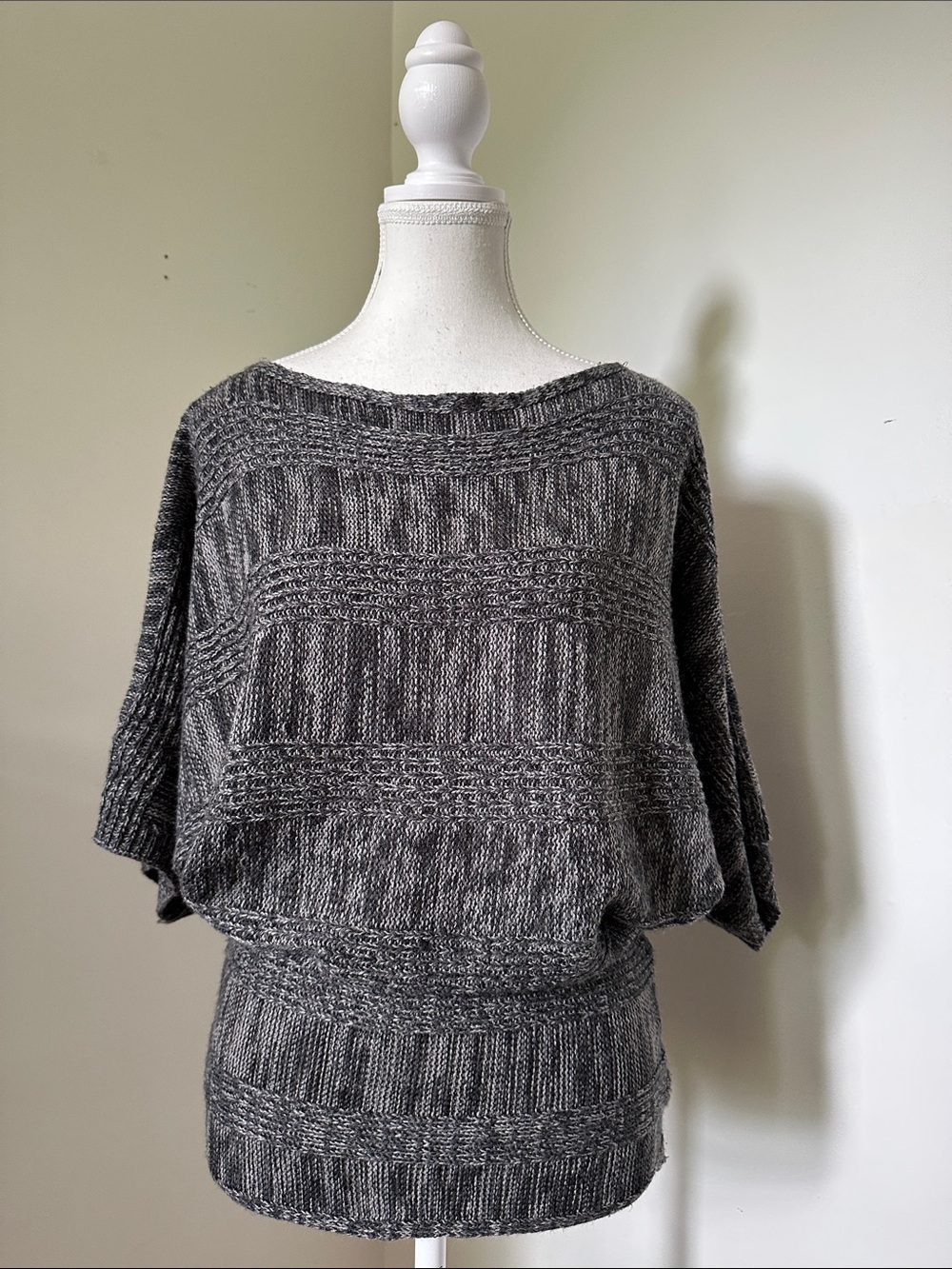 SEDUCTIONS Grey Knit Y2K Grunge Punk Skater Banded Butterfly Sleeve Top